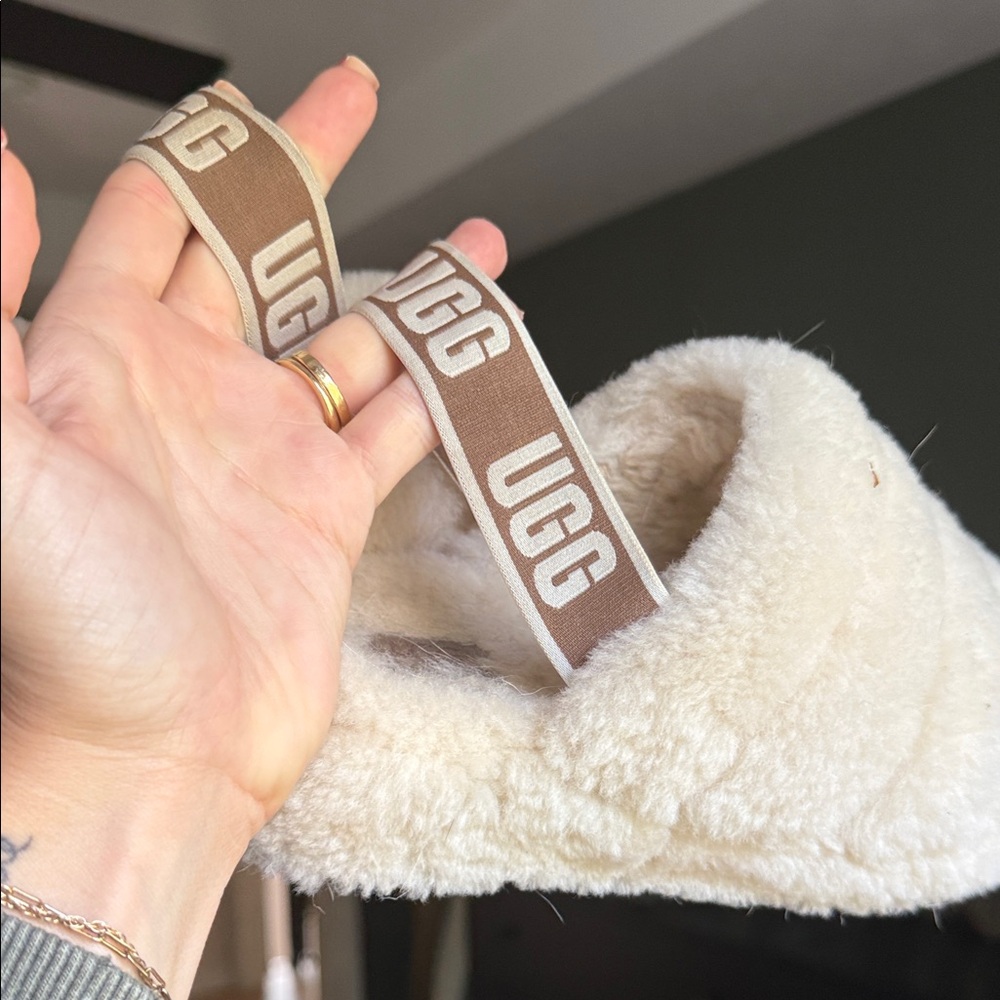 UGG Tan and Cream Plush Slippers